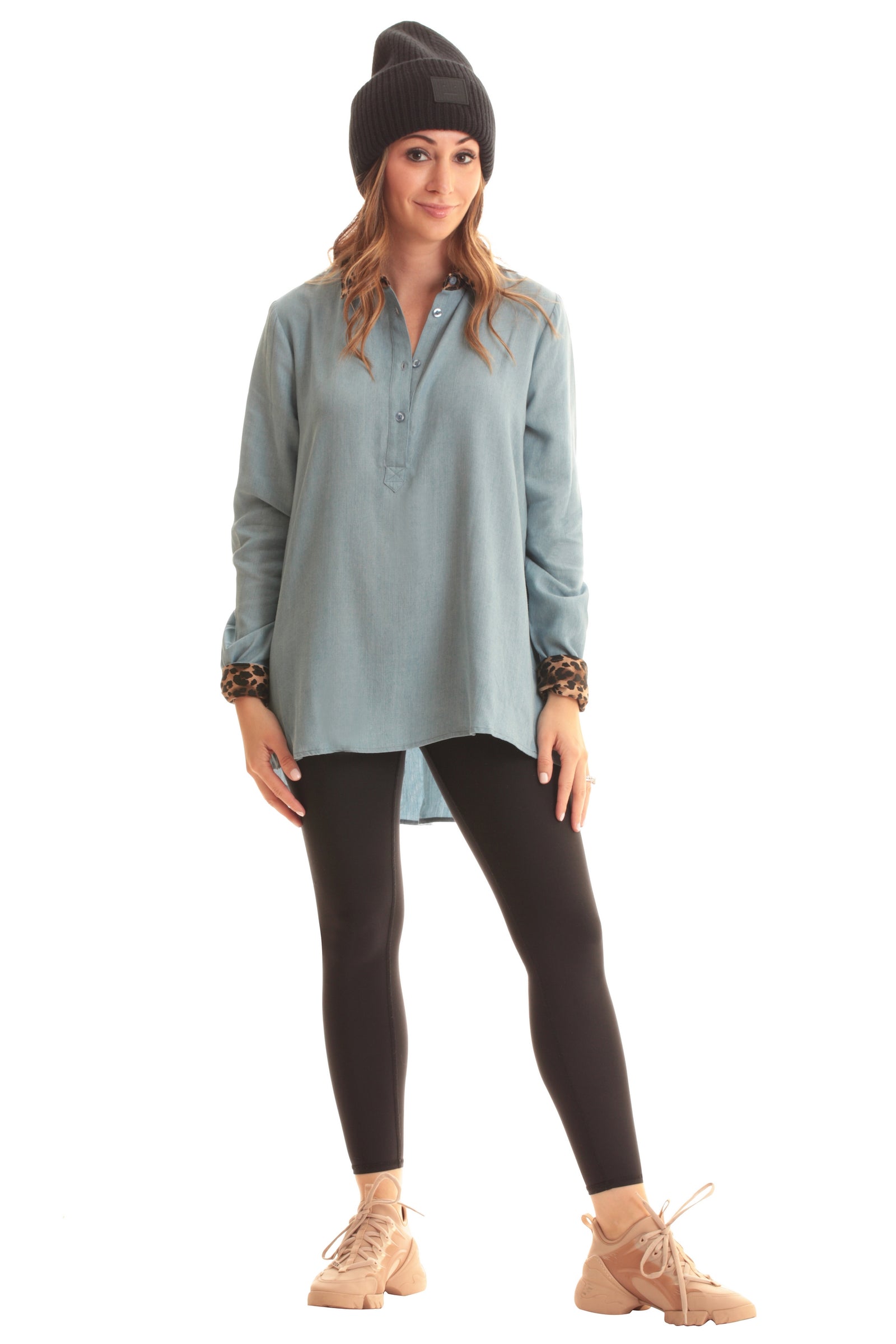 The Rohmi Top - Denim Leopard