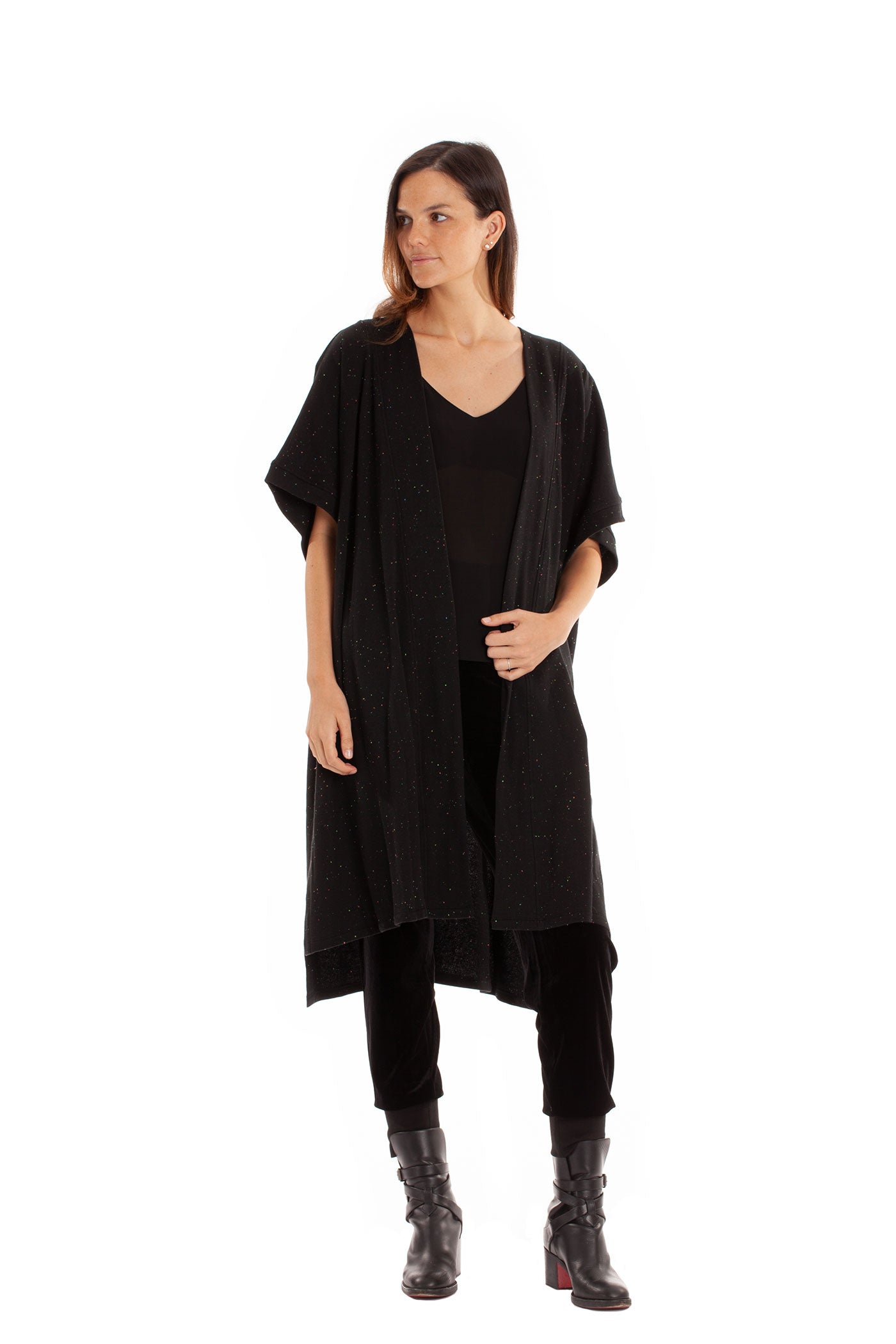 The Harper Vest - Rainbow Speckled Black