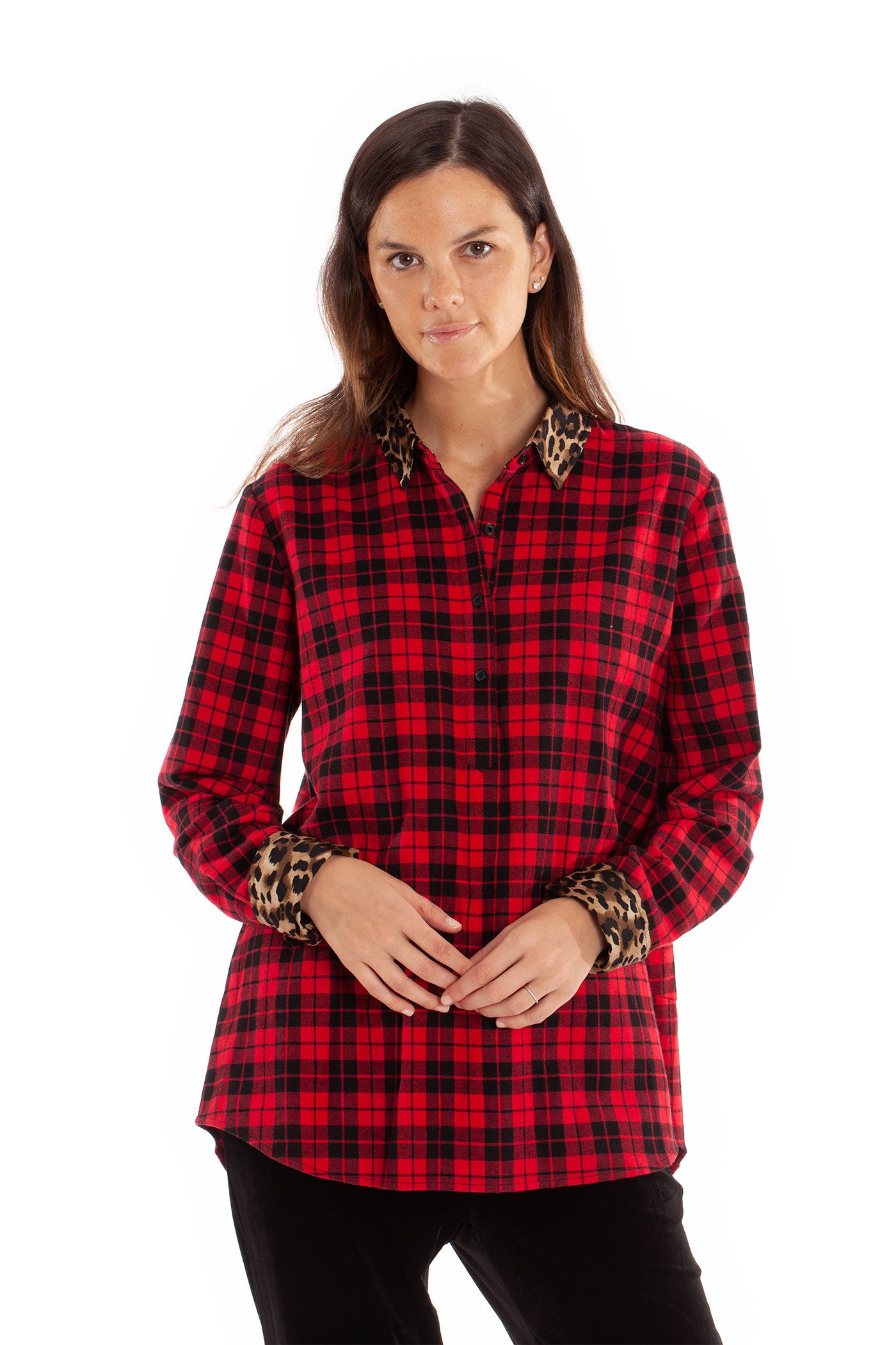 The Rohmi Top - Plaid Leopard