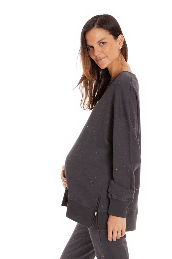 The Marni Top - Rainbow Speckled Grey for Maternity